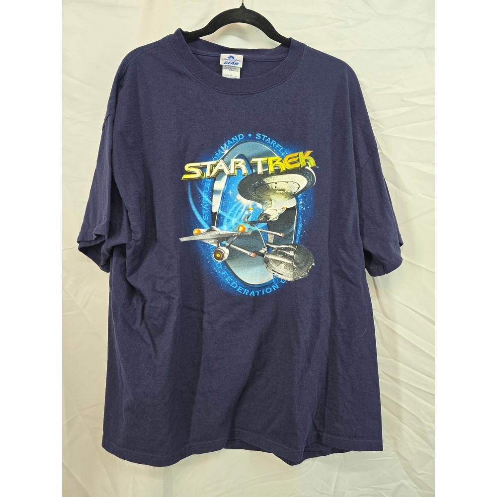 Star Trek Paramount‎ Parks Gear T-Shirt Mens XL Navy Blue Starfleet Graphic Tee